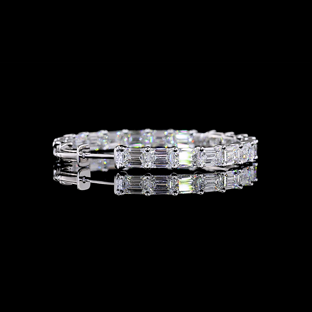 13.58 CTTW Emerald Lab Diamond Hoops Earring 38mm 14k White Gold E Color and VS2 Clarity jewelry-spot-usa