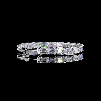 13.58 CTTW Emerald Lab Diamond Hoops Earring 38mm 14k White Gold E Color and VS2 Clarity jewelry-spot-usa