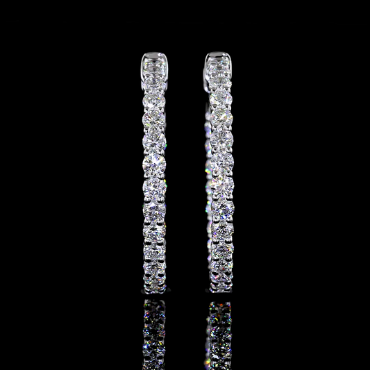 2.11 CTTW Round Lab Diamond Hoops Earring 25mm 14k White Gold E Color and VS1/VS2 Clarity jewelry-spot-usa