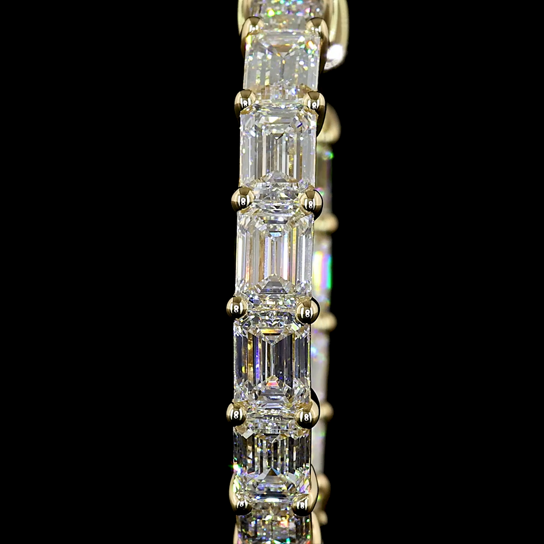 5.54 CTTW Emerald Lab Diamond Hoops Earring 25mm 14k Yellow Gold