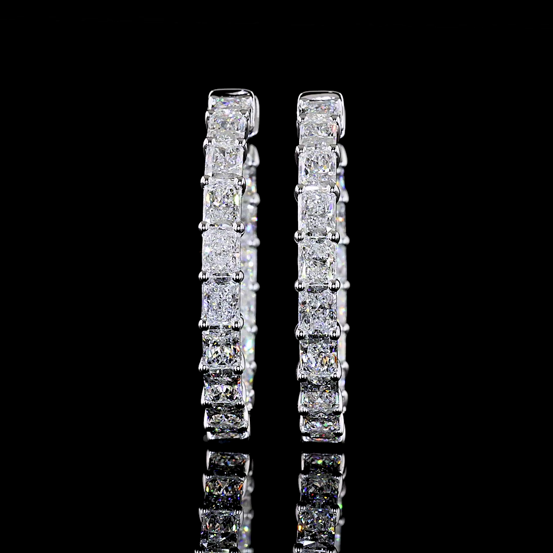 6.99 CTTW Radiant Lab Grown Diamond Hoops Earring 30mm (E Color and VS Clarity)