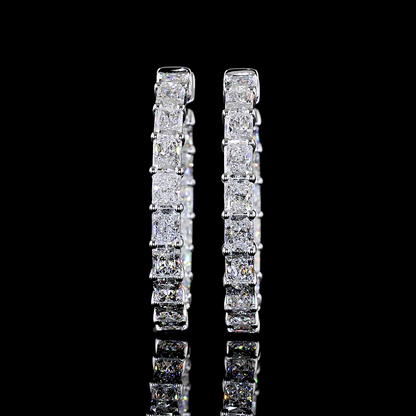 6.99 CTTW Radiant Lab Grown Diamond Hoops Earring 30mm (E Color and VS Clarity)