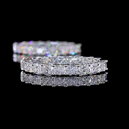 6.99 CTTW Radiant Lab Grown Diamond Hoops Earring 30mm (E Color and VS Clarity)