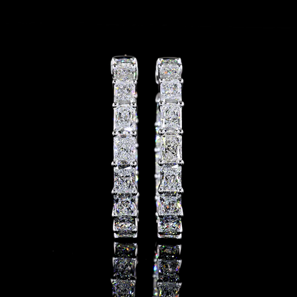 9.05 CTTW Radiant Lab Diamond Hoops Earring