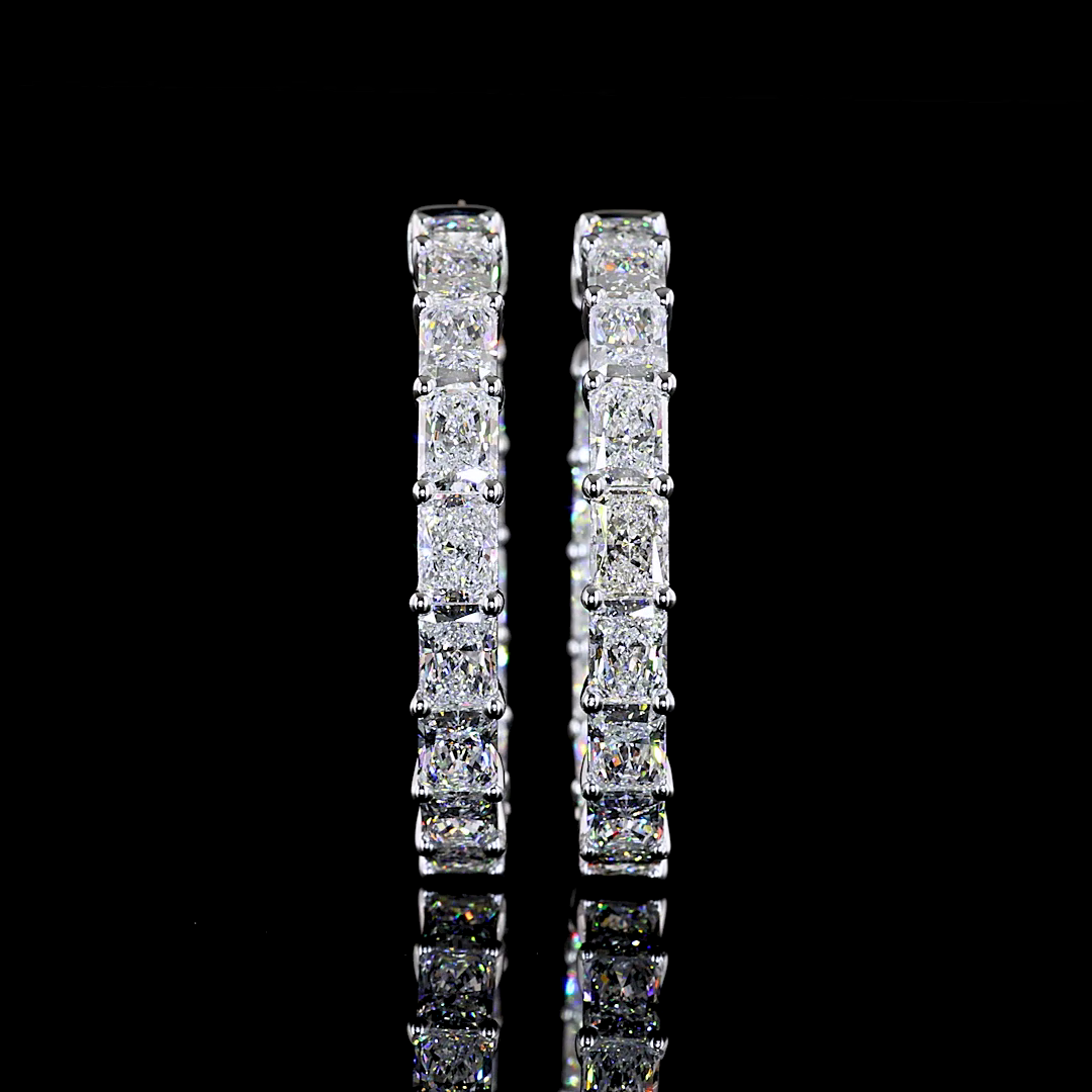 8.92 CTTW Radiant Lab Diamond Hoops Earring 30.7mm