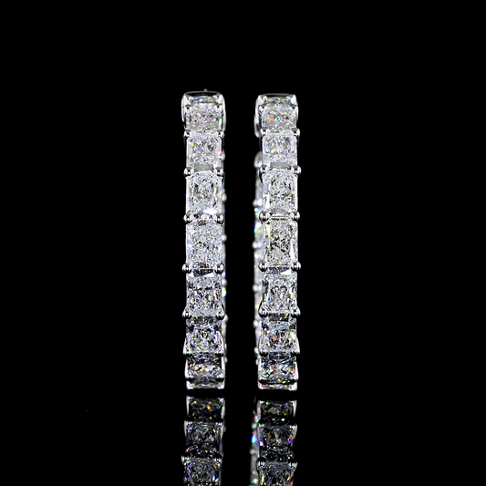 8.92 CTTW Radiant Lab Diamond Hoops Earring 30.7mm