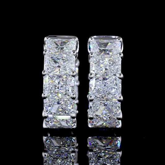 4.85 CTTW Radiant Lab Diamond Huggies Earring 14.64mm 14k White Gold E Color and VS1/VS2 Clarity jewelry-spot-usa