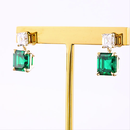 4.81 CTTW Asscher Lab Diamond Hanging Earring 14k Yellow Gold VS1 Clarity jewelry-spot-usa