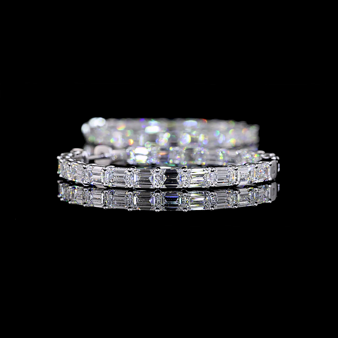 11.08 CTTW Emerald Lab Diamond Hoops Earring