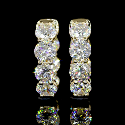 3.90 CTTW Round Lab Diamond Huggies Earring 16.3mm 14k Yellow Gold E Color and VS2 Clarity jewelry-spot-usa