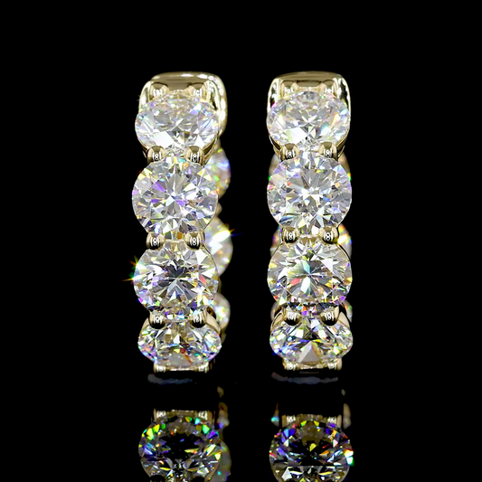 3.90 CTTW Round Lab Diamond Huggies Earring 16.3mm 14k Yellow Gold E Color and VS2 Clarity jewelry-spot-usa