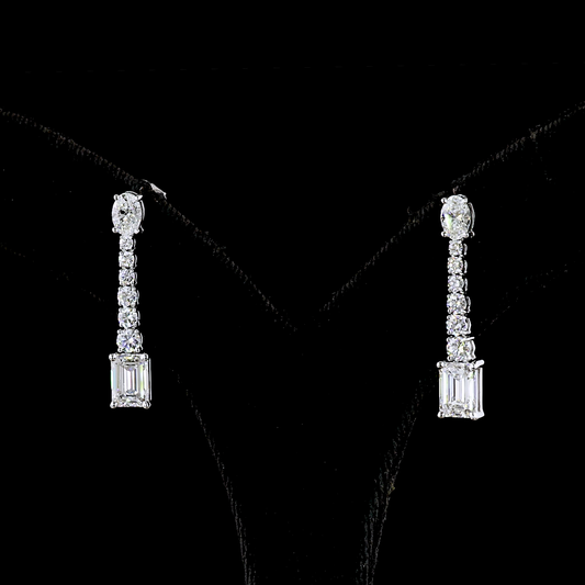 3.05 CTTW MIX Lab Diamond Hanging Earring 14k White Gold E Color and VS2 Clarity jewelry-spot-usa