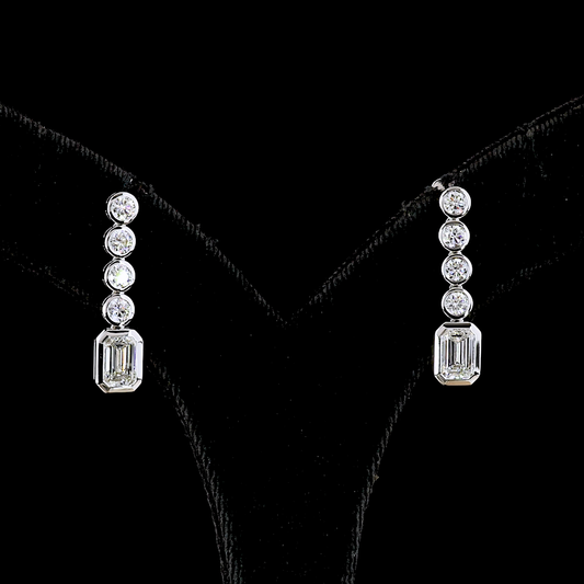 2.59 CTTW MIX Lab Diamond Hanging Earring 14k White Gold E Color and VS2 Clarity jewelry-spot-usa