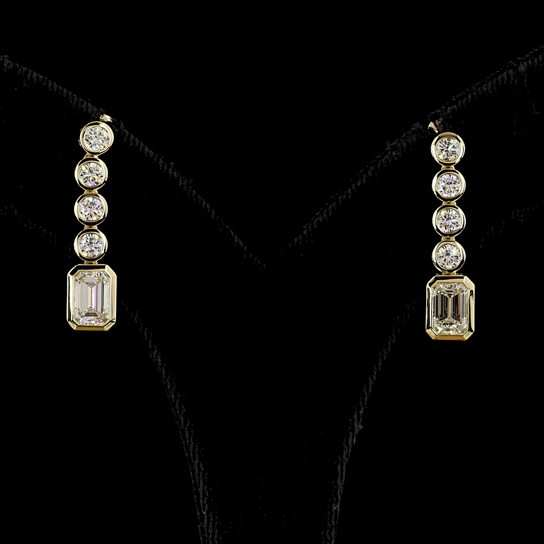 2.55 CTTW Emerald Lab Grown Diamond Hanging Earring Size 25.5 (E Color and VS Clarity)