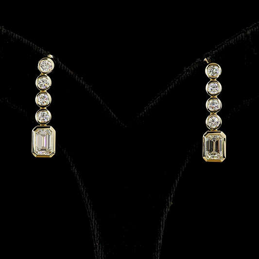 2.55 CTTW Emerald Lab Grown Diamond Hanging Earring Size 25.5 (E Color and VS Clarity)