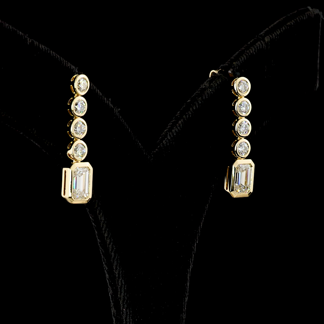 2.55 CTTW Emerald Lab Grown Diamond Hanging Earring Size 25.5 (E Color and VS Clarity)