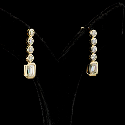 2.55 CTTW Emerald Lab Grown Diamond Hanging Earring Size 25.5 (E Color and VS Clarity)