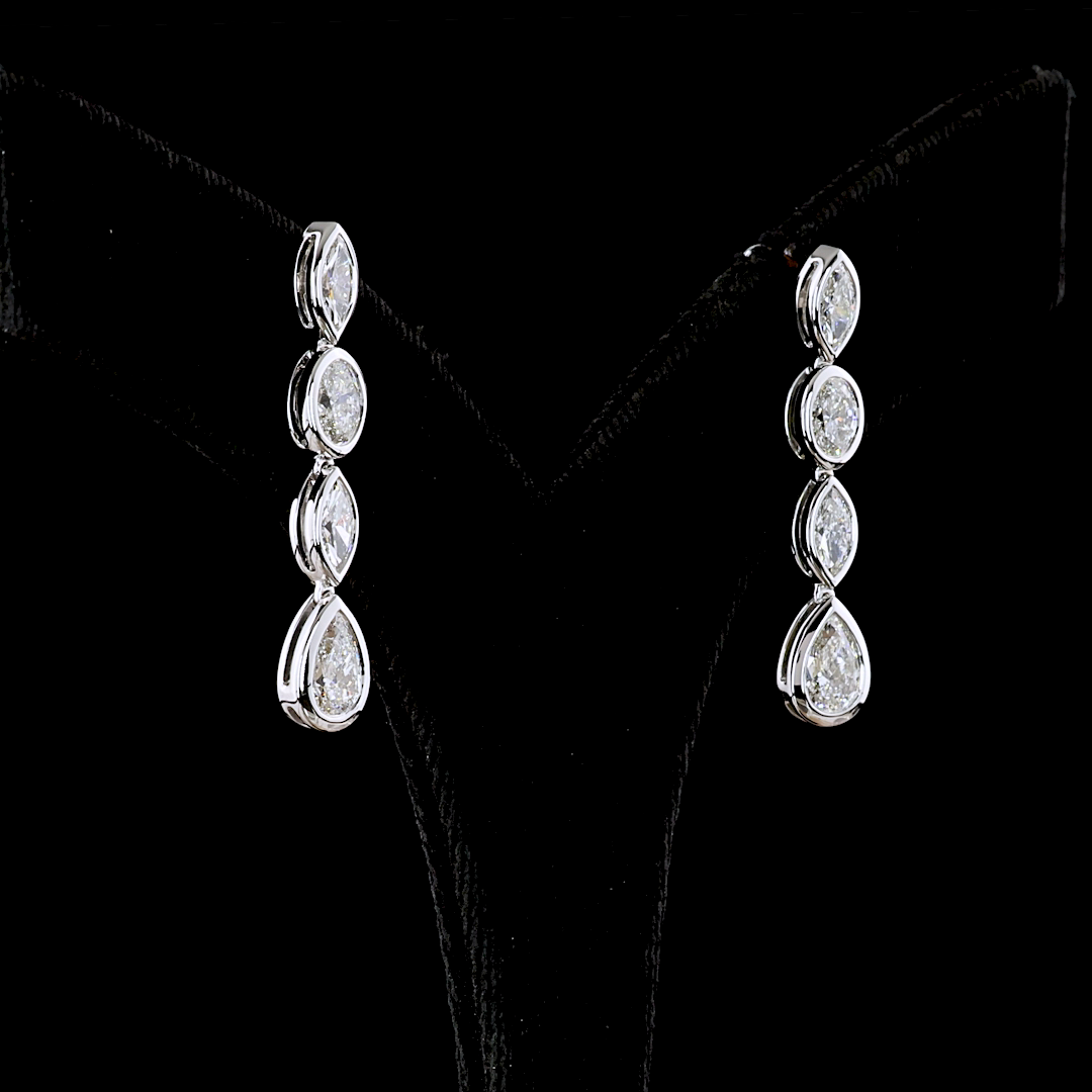 3.32 CTTW MIX Lab Diamond Hanging Earring 14k White Gold