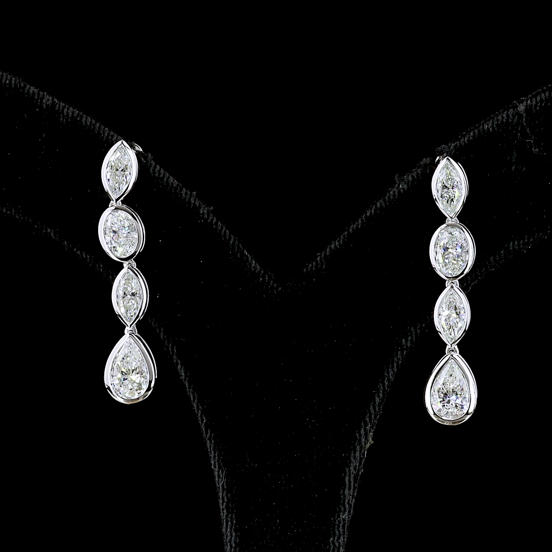 3.67 CTTW MIX Lab Diamond Hanging Earring 14k White Gold E Color and VS2 Clarity jewelry-spot-usa