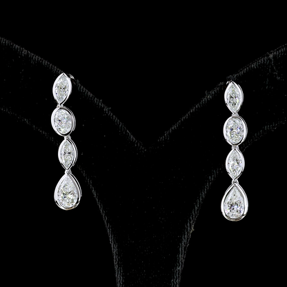 3.67 CTTW MIX Lab Diamond Hanging Earring 14k White Gold E Color and VS2 Clarity jewelry-spot-usa