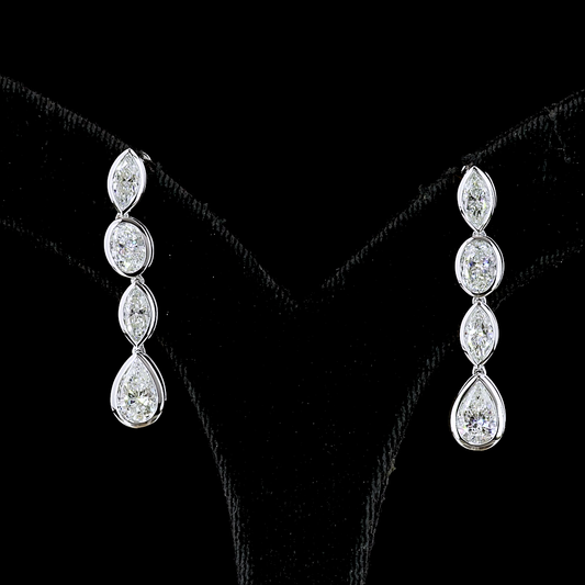 3.57 CTTW MIX Lab Diamond Hanging Earring 14k White Gold E Color and VS2 Clarity jewelry-spot-usa