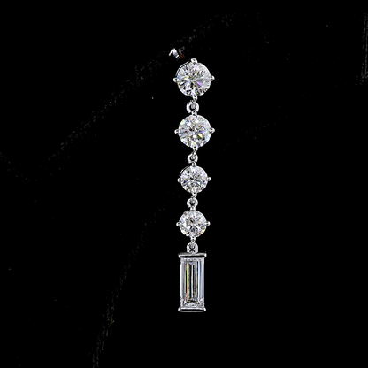3.26 CTTW Baguette Lab Diamond Hanging Earring 14k White Gold (E Color and VS2 Clarity)