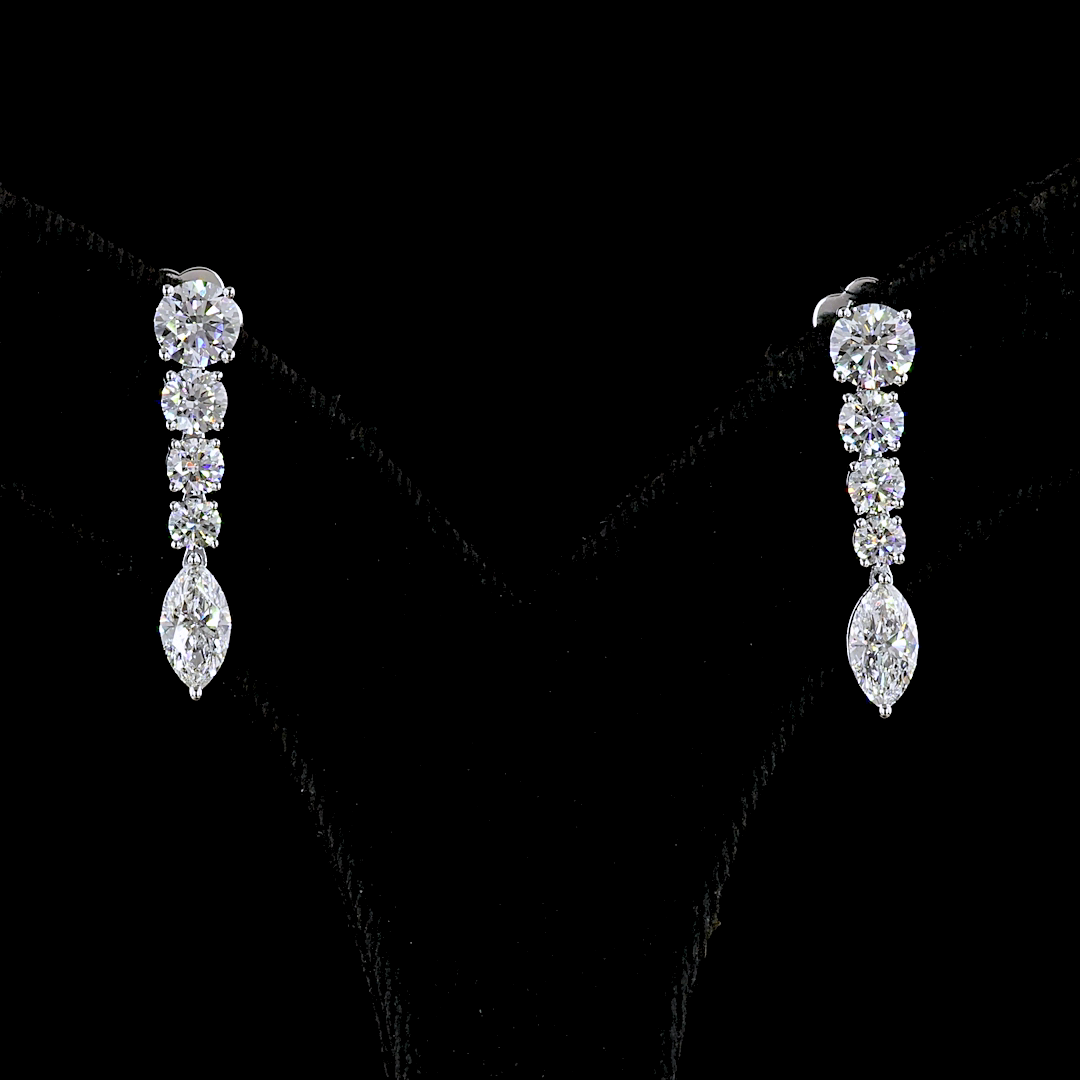 2.96 CTTW Marquise Lab Grown Diamond Hanging Earring Size 25.5