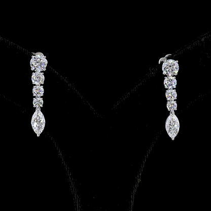 2.96 CTTW Marquise Lab Grown Diamond Hanging Earring Size 25.5