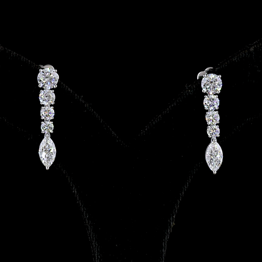 2.96 CTTW Marquise Lab Grown Diamond Hanging Earring Size 25.5