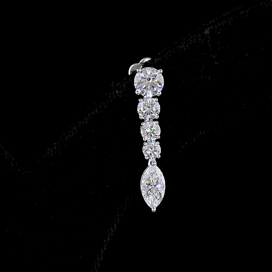 2.96 CTTW Marquise Lab Grown Diamond Hanging Earring Size 25.5