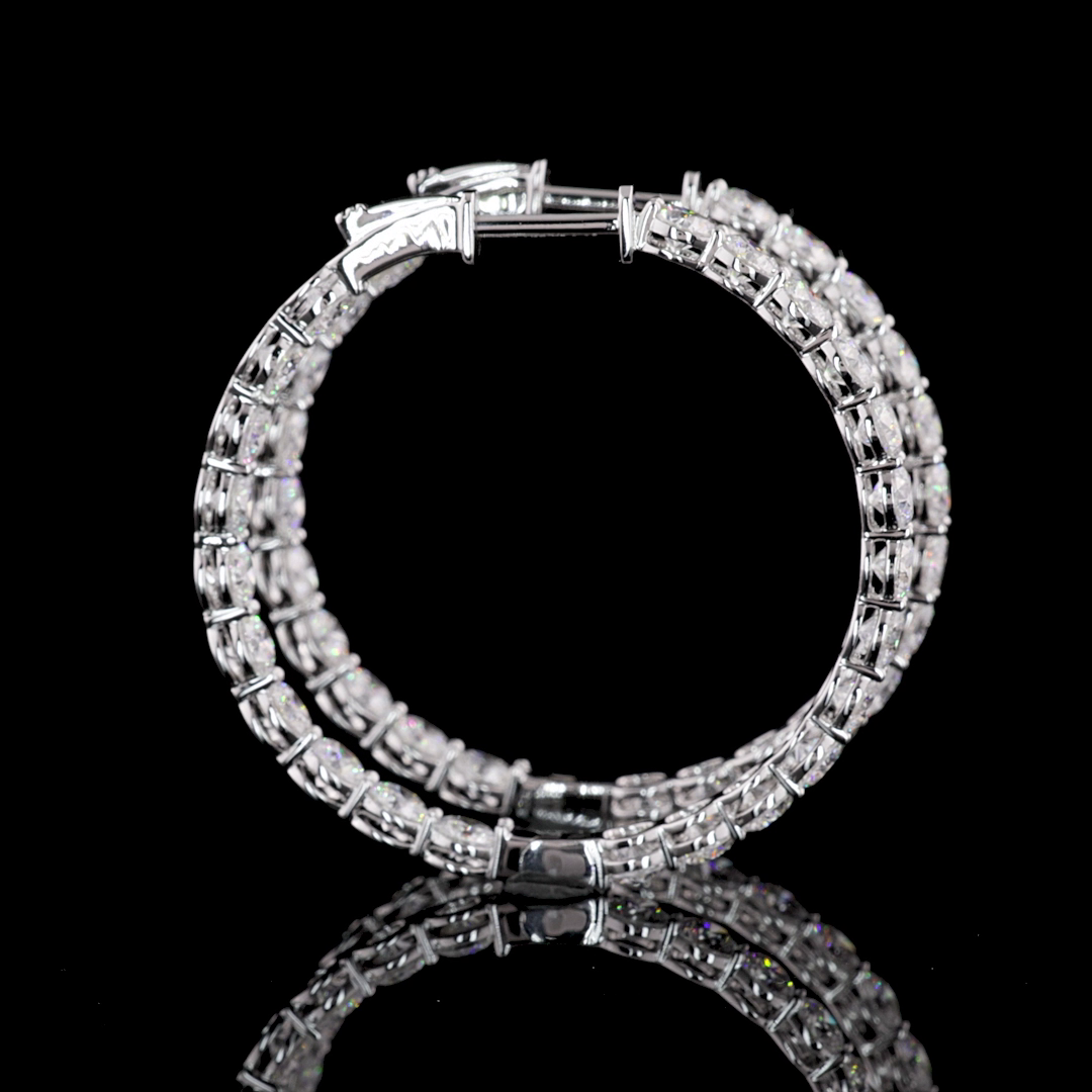 5.35 CTTW Round Lab Diamond Hoops Earring 14k White Gold F Color and VS2 Clarity jewelry-spot-usa