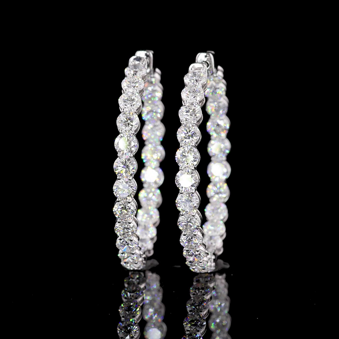 5.35 CTTW Round Lab Diamond Hoops Earring 14k White Gold F Color and VS2 Clarity jewelry-spot-usa