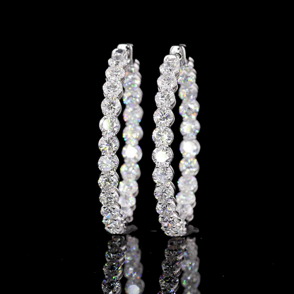 5.35 CTTW Round Lab Diamond Hoops Earring 14k White Gold F Color and VS2 Clarity jewelry-spot-usa