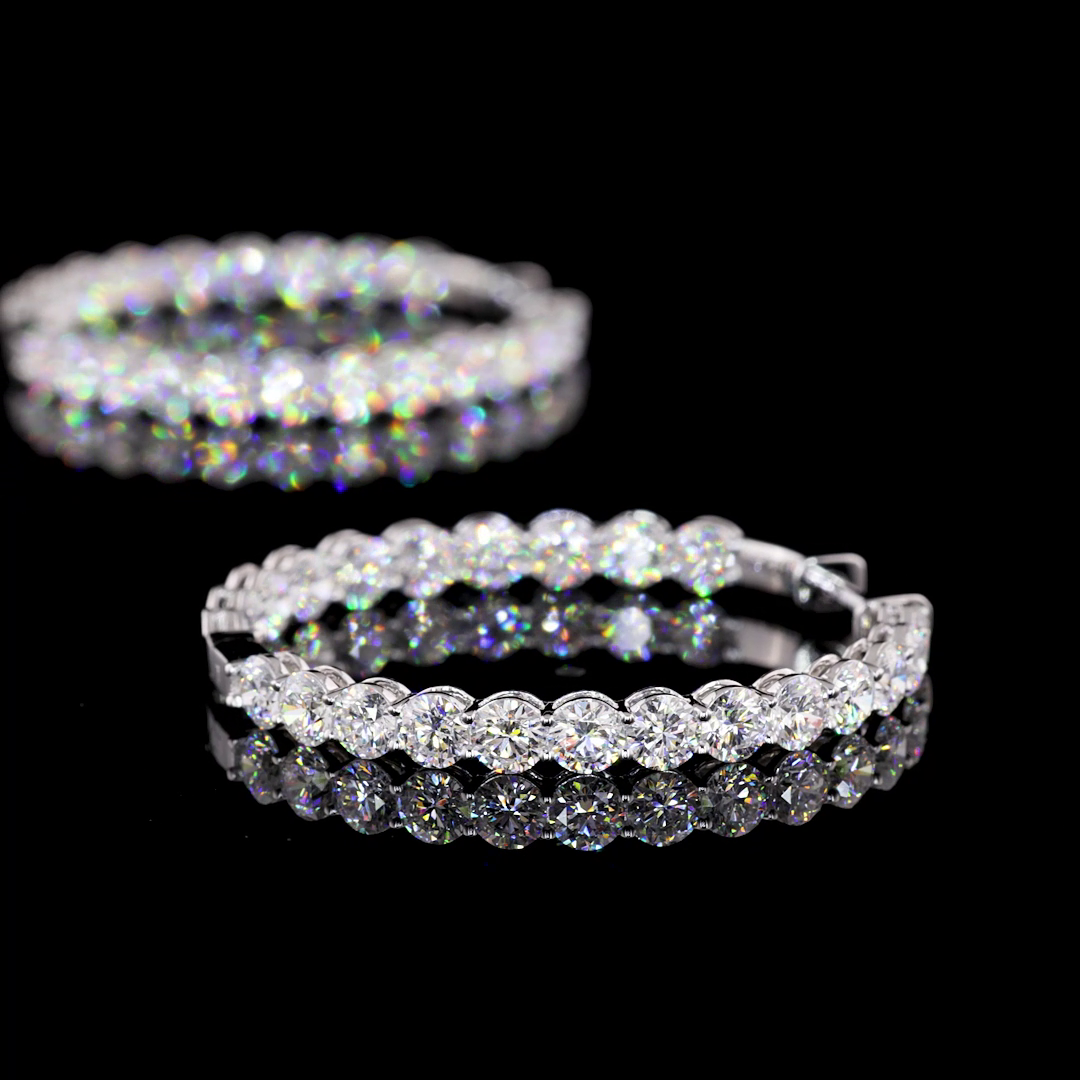 5.35 CTTW Round Lab Diamond Hoops Earring 14k White Gold F Color and VS2 Clarity jewelry-spot-usa