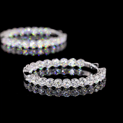 5.35 CTTW Round Lab Diamond Hoops Earring 14k White Gold F Color and VS2 Clarity jewelry-spot-usa