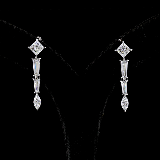 4.78 CTTW MIX Lab Grown Diamond Hanging Earring Size 35.7 (E Color and VVS2 Clarity)