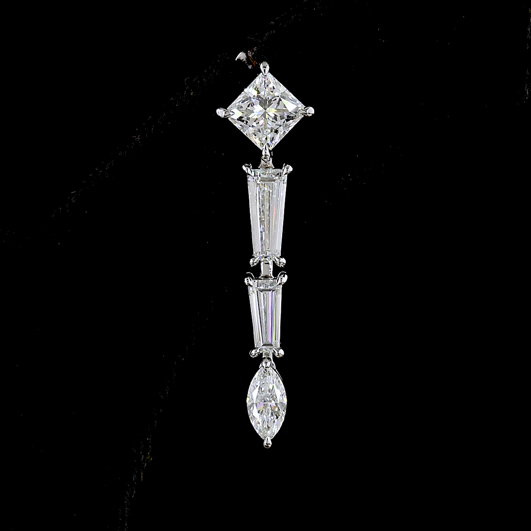 4.78 CTTW MIX Lab Grown Diamond Hanging Earring Size 35.7 (E Color and VVS2 Clarity)