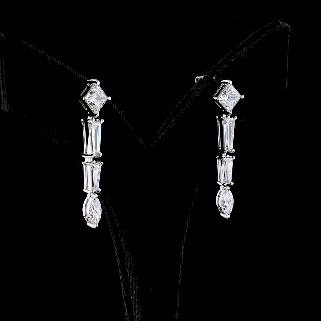4.78 CTTW MIX Lab Grown Diamond Hanging Earring Size 35.7 (E Color and VVS2 Clarity)