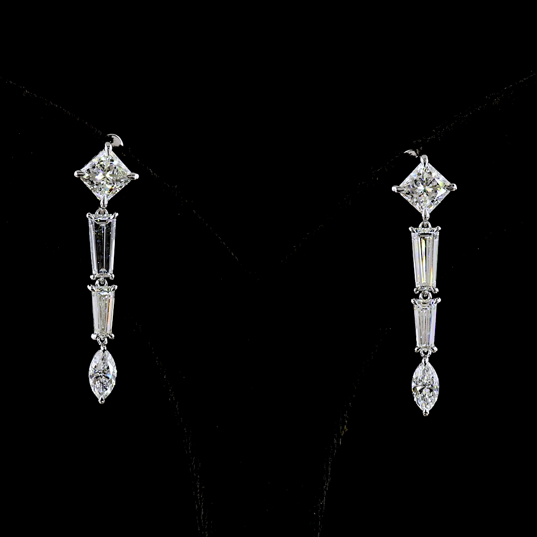 4.60 CTTW MIX Lab Grown Diamond Hanging Earring Size 35.7 (F Color and VS1 Clarity)
