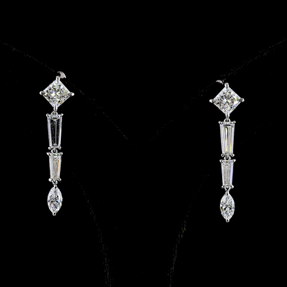 4.60 CTTW MIX Lab Grown Diamond Hanging Earring Size 35.7 (F Color and VS1 Clarity)