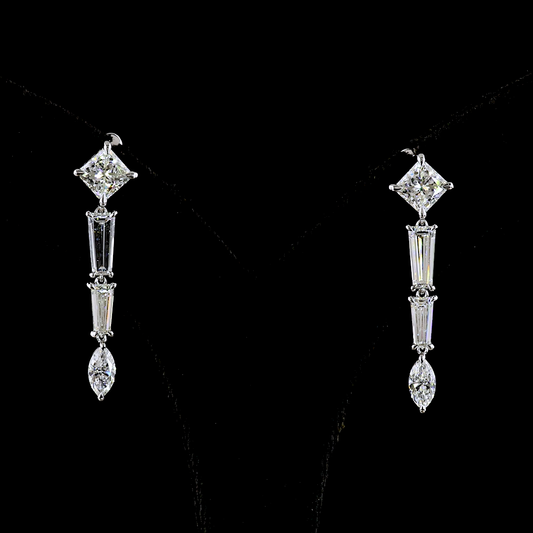 4.60 CTTW MIX Lab Grown Diamond Hanging Earring Size 35.7 (F Color and VS1 Clarity)