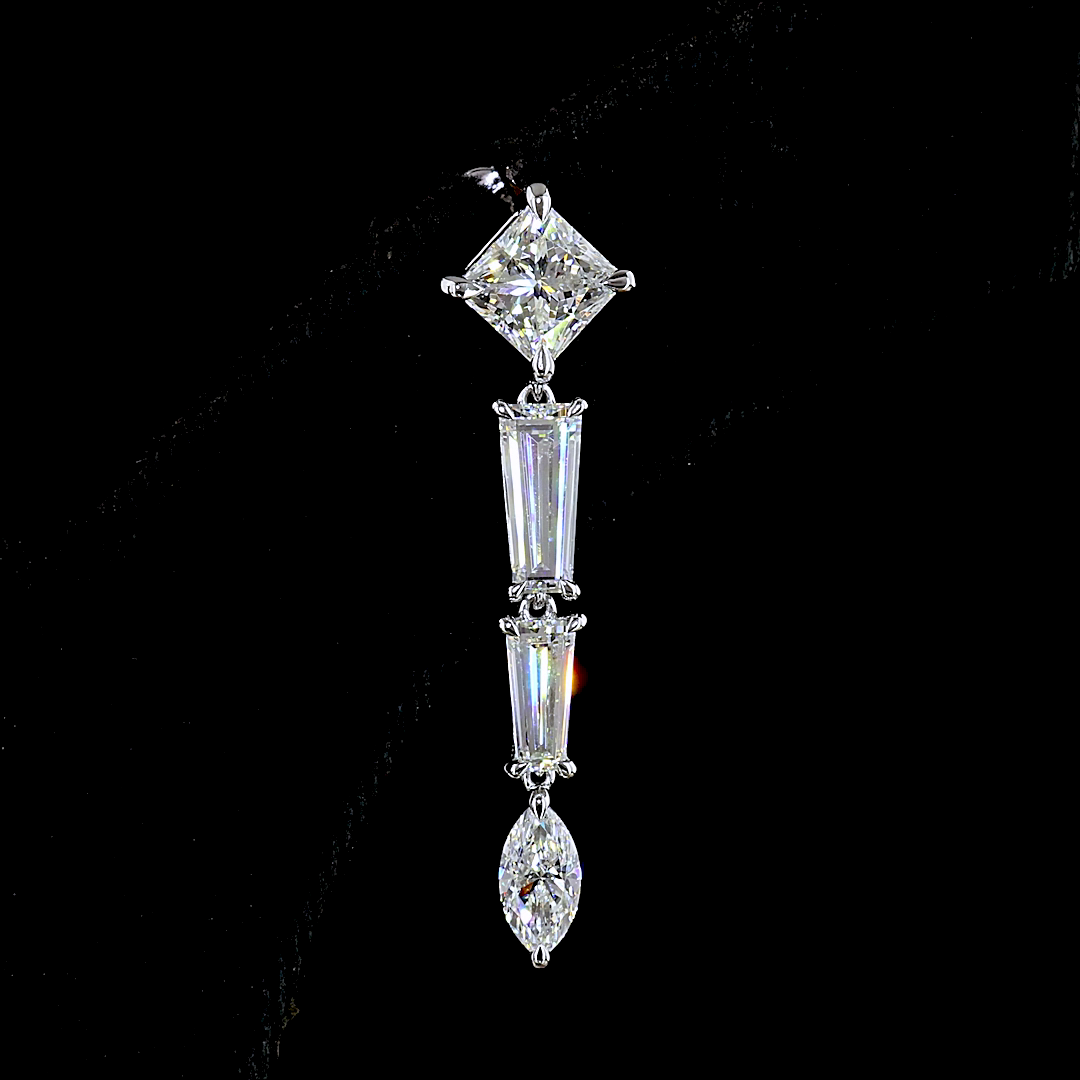 4.60 CTTW MIX Lab Grown Diamond Hanging Earring Size 35.7 (F Color and VS1 Clarity)