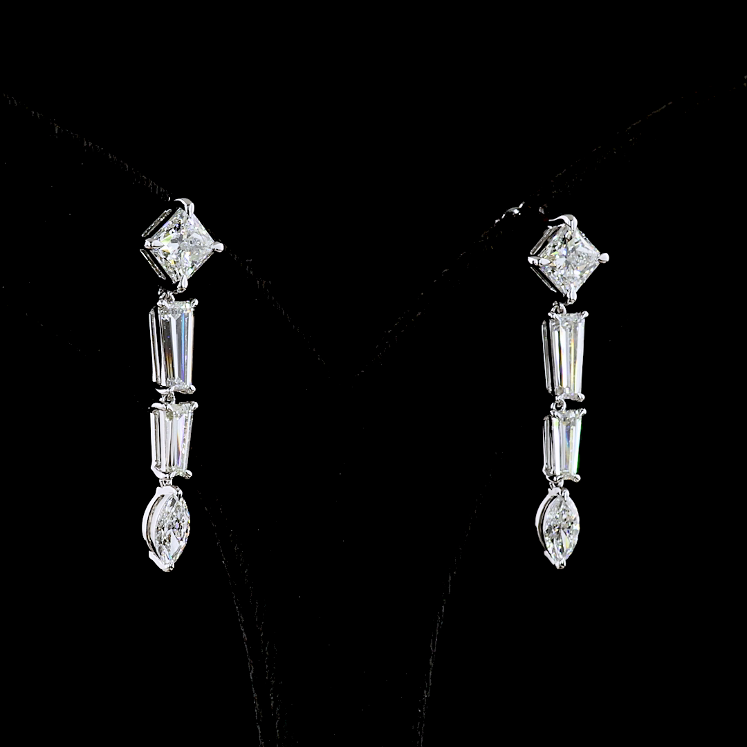 4.60 CTTW MIX Lab Grown Diamond Hanging Earring Size 35.7 (F Color and VS1 Clarity)