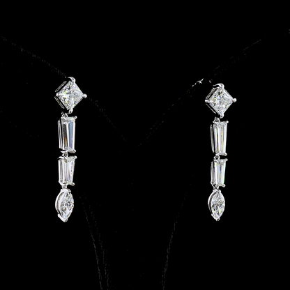 4.60 CTTW MIX Lab Grown Diamond Hanging Earring Size 35.7 (F Color and VS1 Clarity)