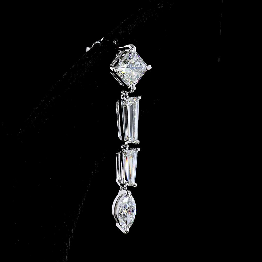 4.60 CTTW MIX Lab Grown Diamond Hanging Earring Size 35.7 (F Color and VS1 Clarity)