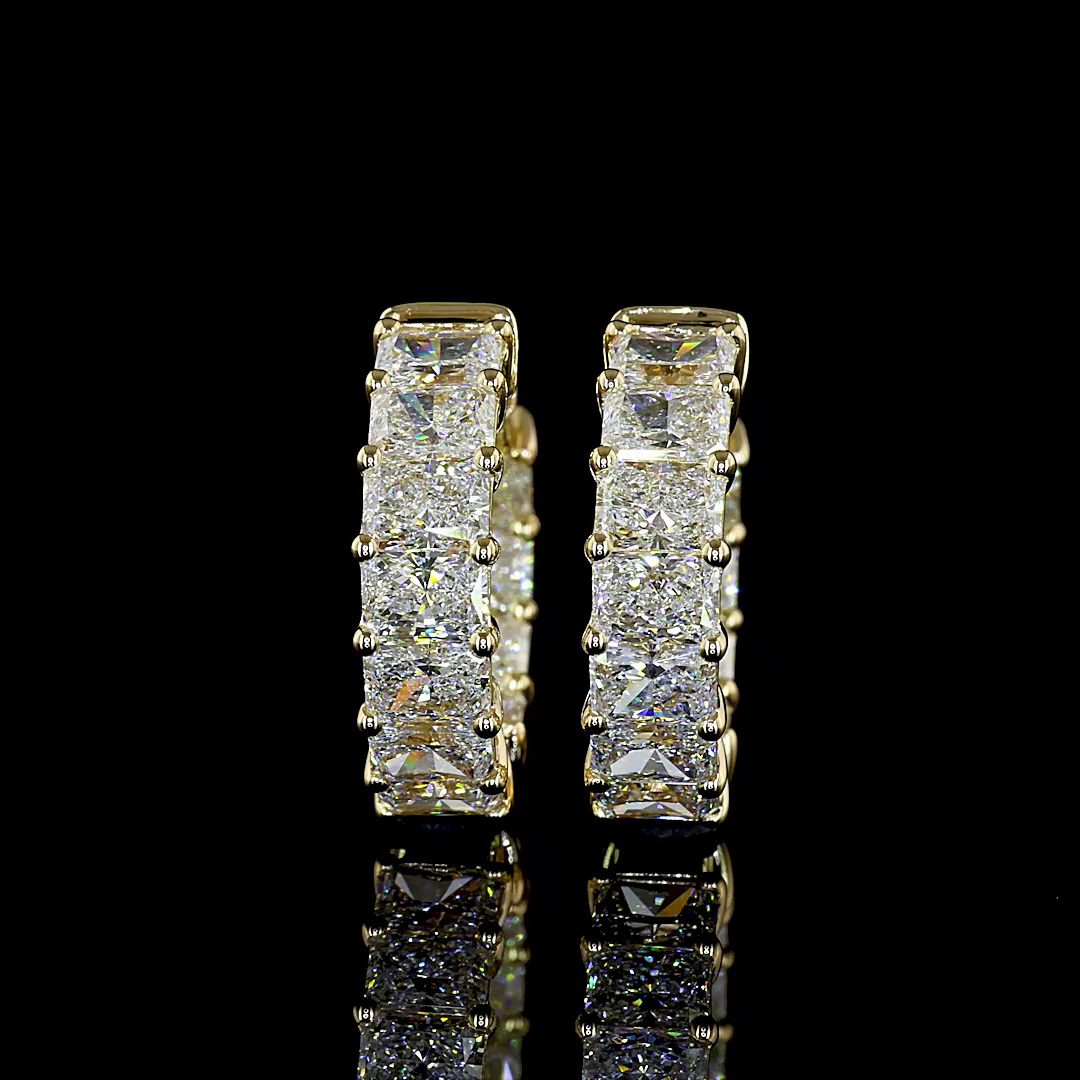 3.40 CTTW Radiant Lab Grown Diamond Huggies Earring 16.3mm (E Color and VS2 Clarity)
