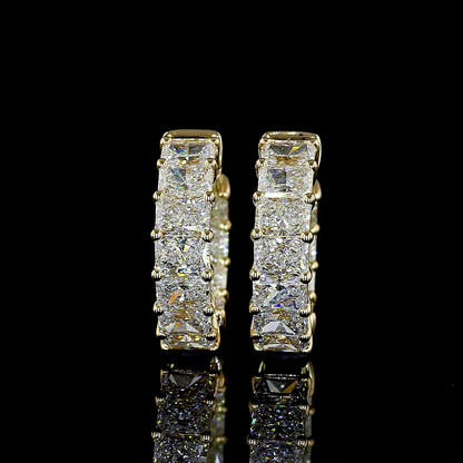 3.40 CTTW Radiant Lab Grown Diamond Huggies Earring 16.3mm (E Color and VS2 Clarity)