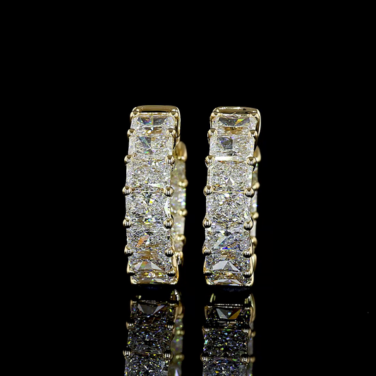 3.40 CTTW Radiant Lab Grown Diamond Huggies Earring 16.3mm (E Color and VS2 Clarity)