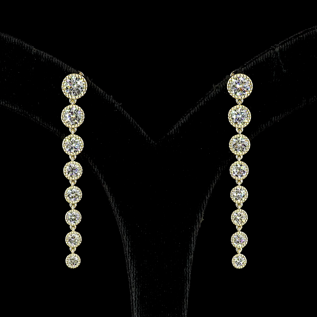 3.55 CTTW Round Lab Diamond Hanging Earring 14k White Gold (E Color and VS Clarity)