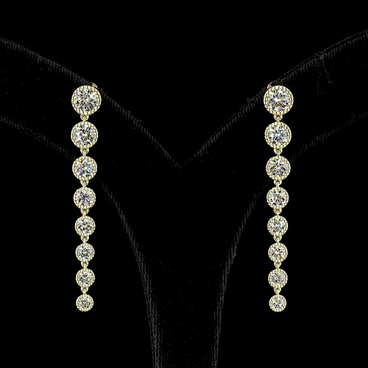 3.55 CTTW Round Lab Diamond Hanging Earring 14k White Gold (E Color and VS Clarity)